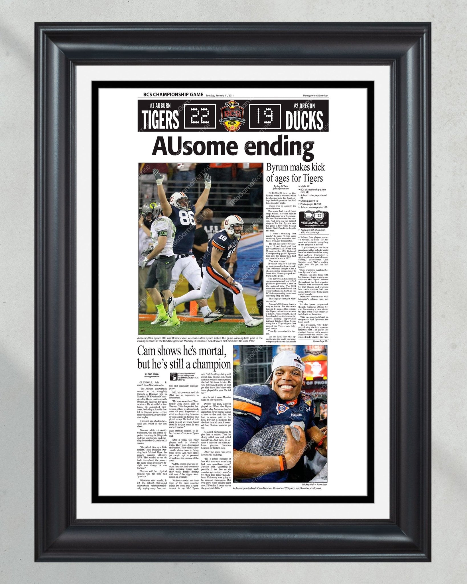 2010 Auburn Tigers NCAA College Football National Champions Framed Fro –  Title Game Frames