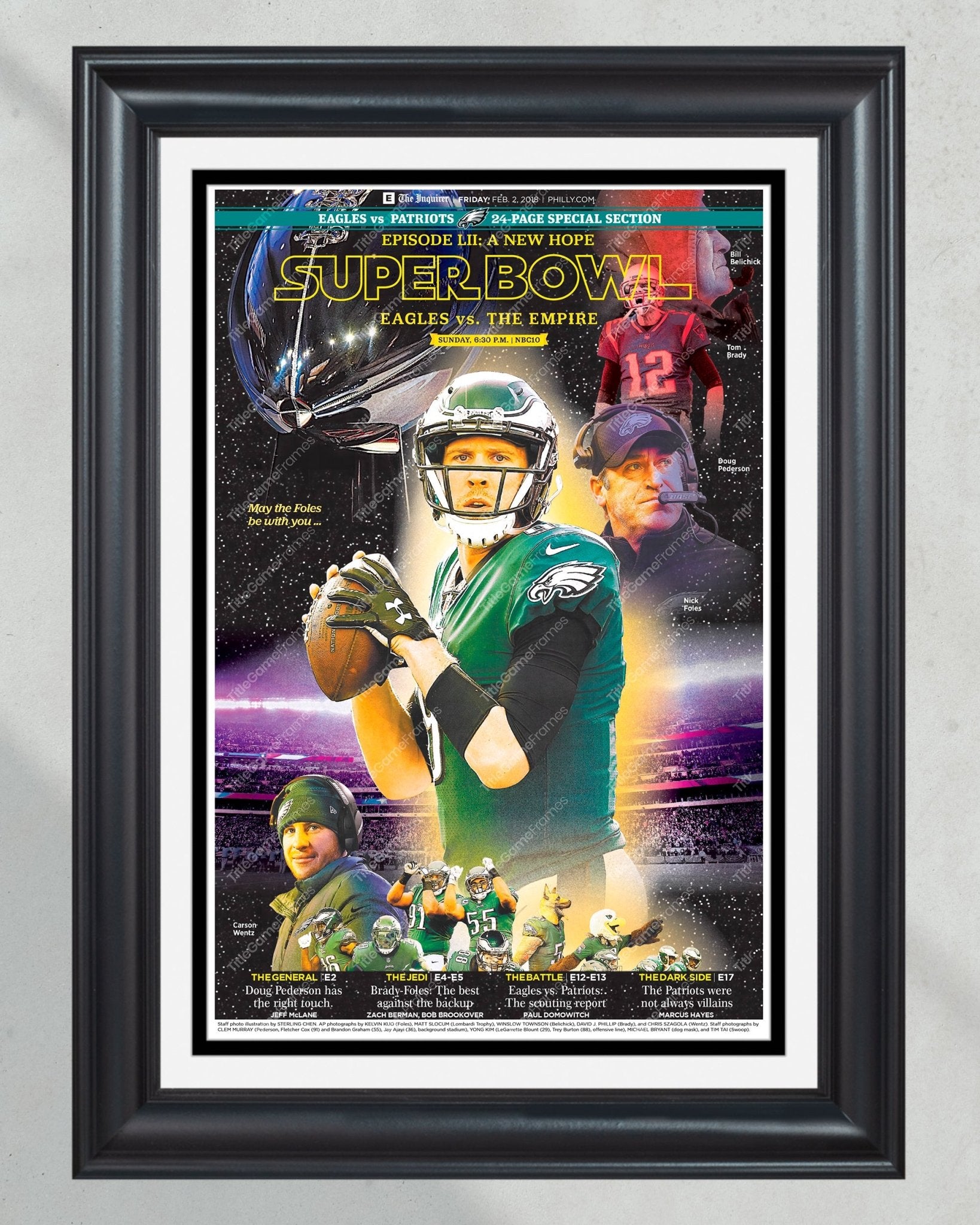 2018 Philadelphia Eagles Super Bowl sale Framed Front Page Newspaper