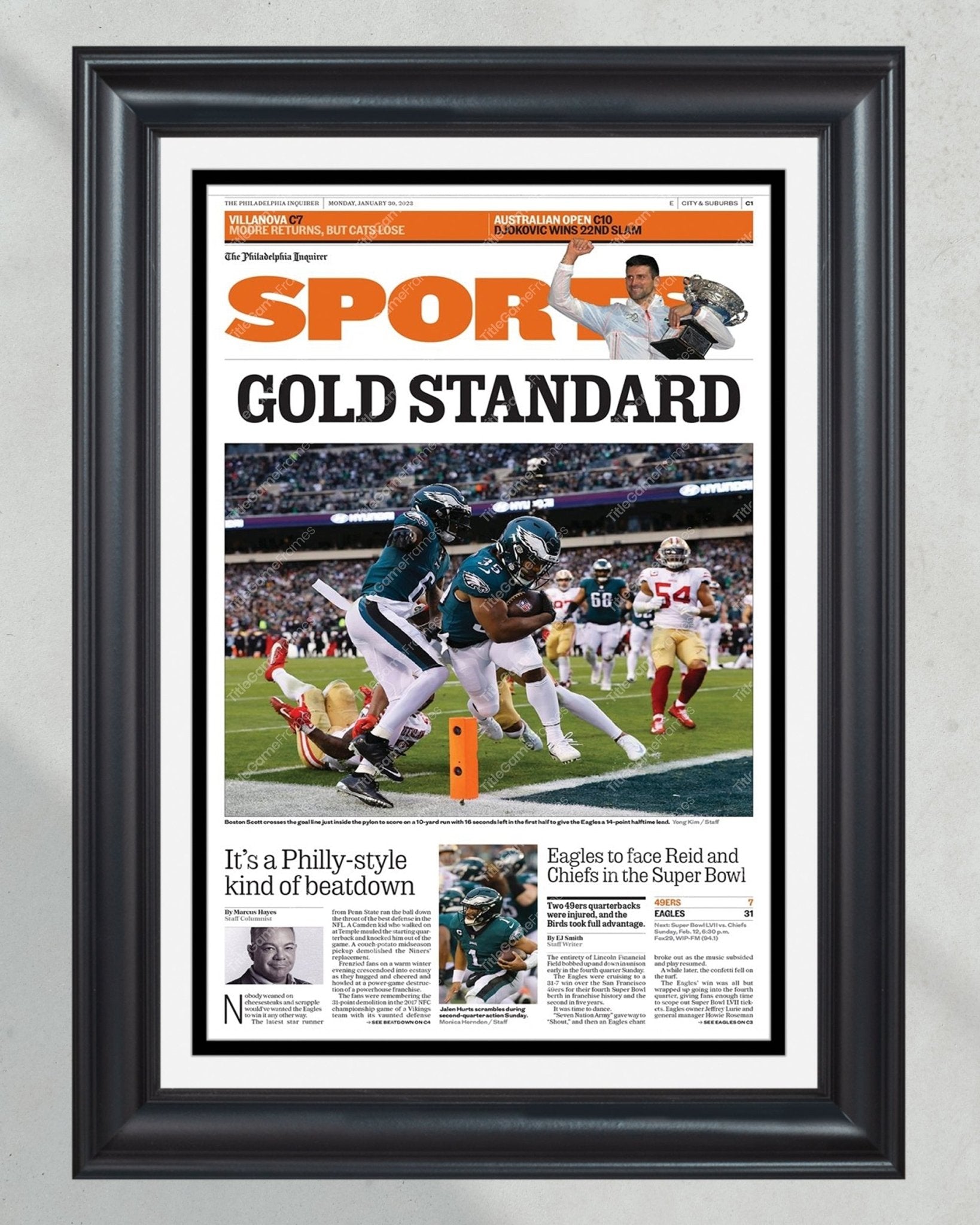 Eagles 2023 on sale NFC Championship Daily News Newspaper Black framed black