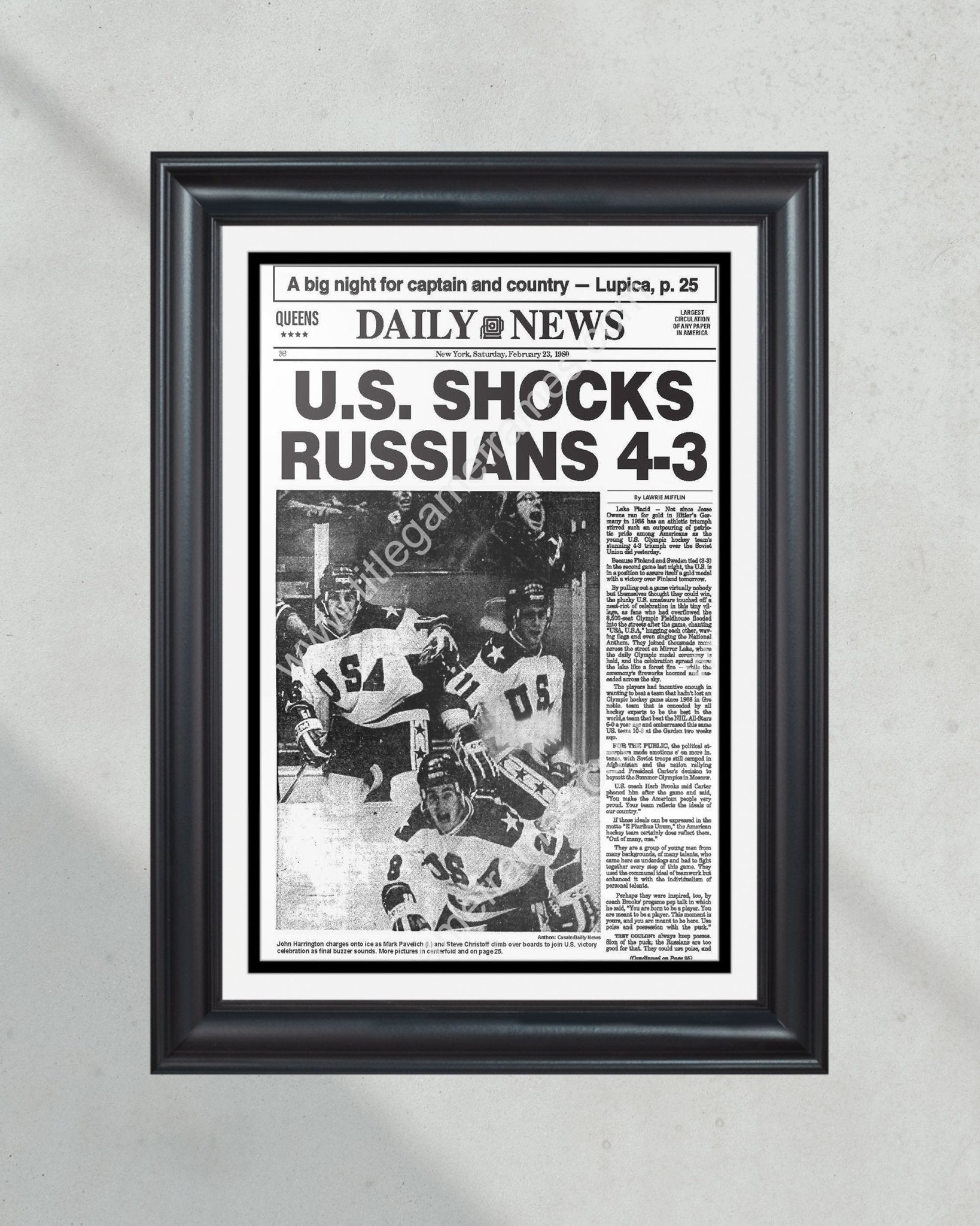 1980 USA Olympic Hockey Team Wins Gold Medal Front Page 