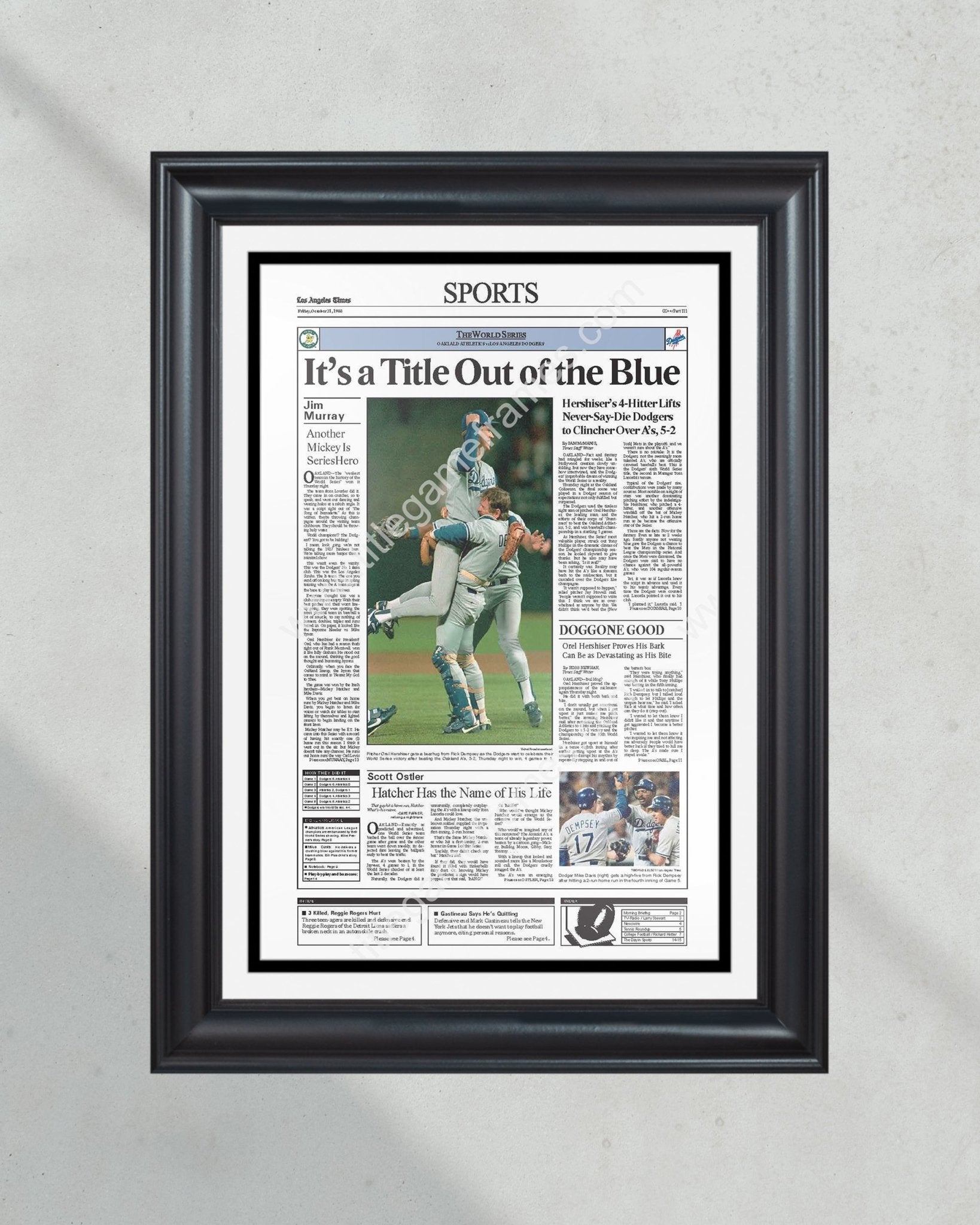 Los Angeles Dodgers Kirk Gibson Walk-Off HR Framed Photograph