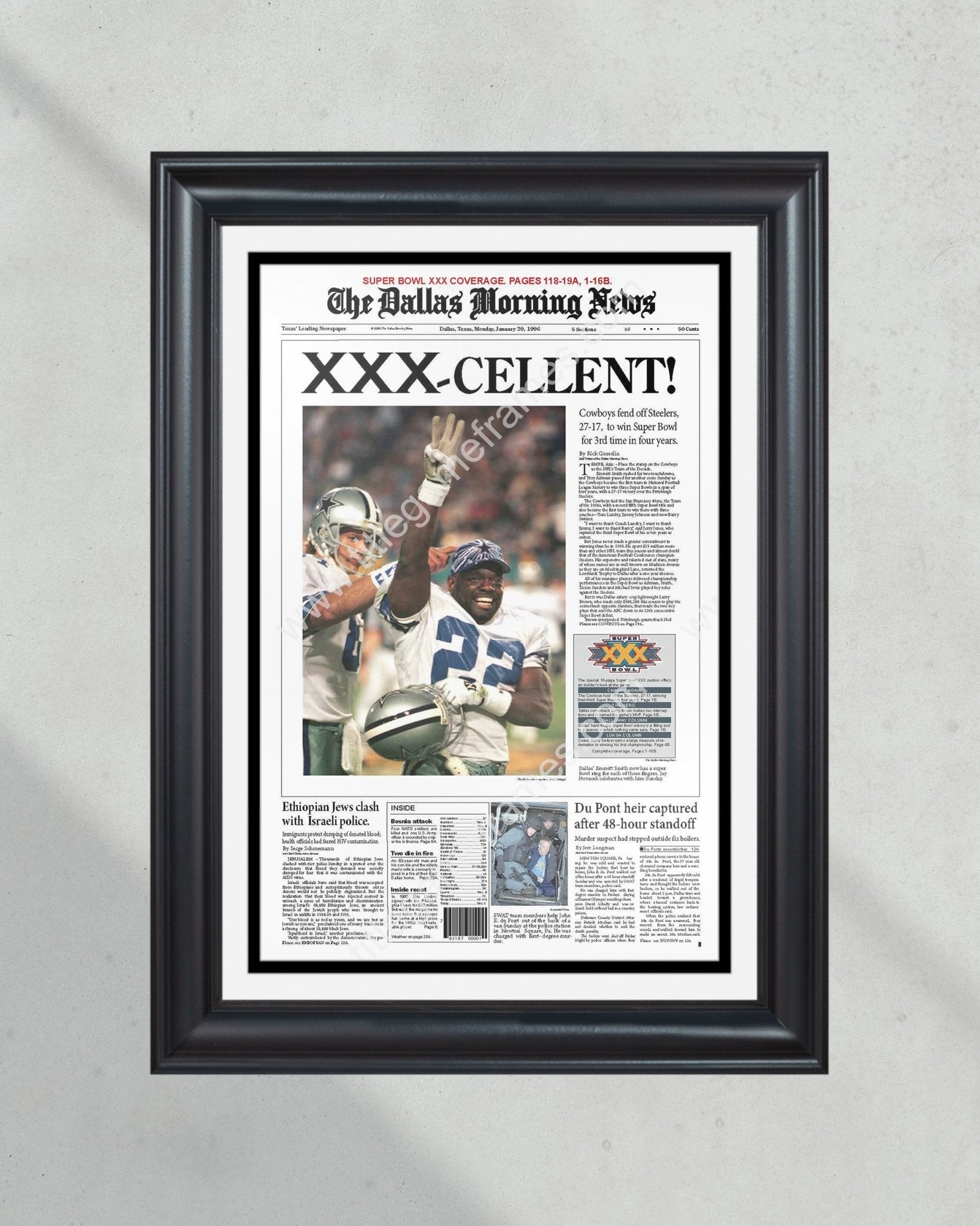 1996 Dallas Cowboys Super Bowl Champion Framed Newspaper Front Page Pr –  Title Game Frames