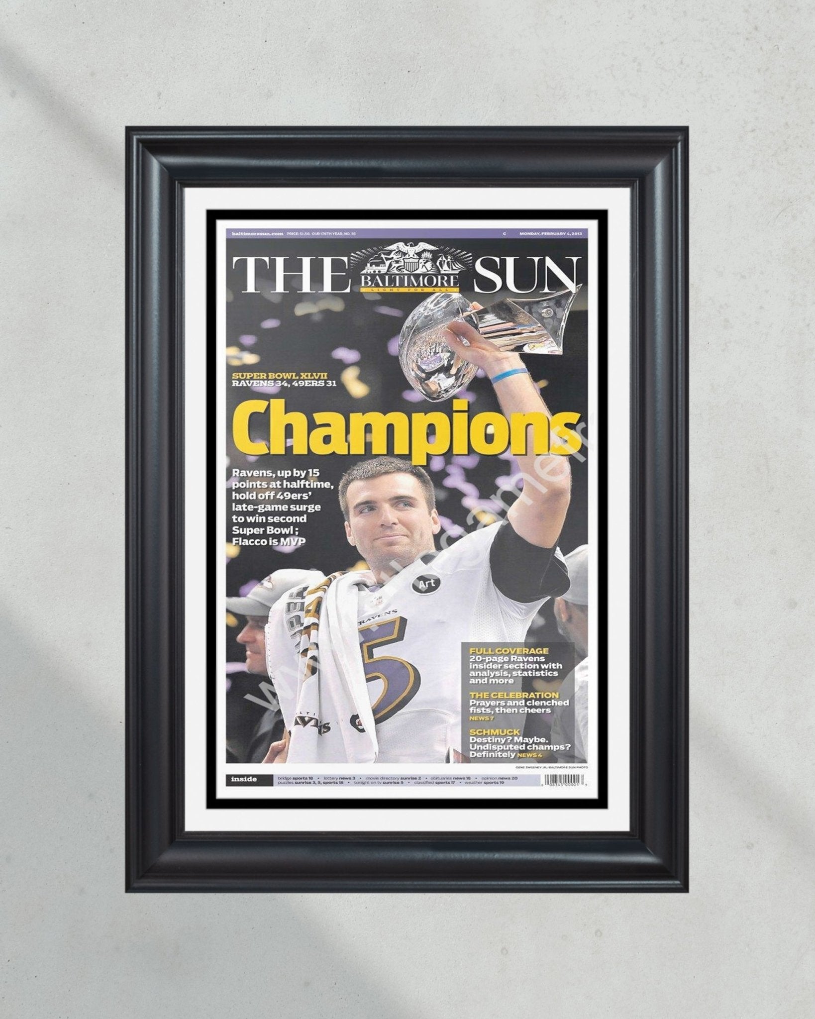 Baltimore Ravens Newspaper Super Bowl Champions Super Bowl 