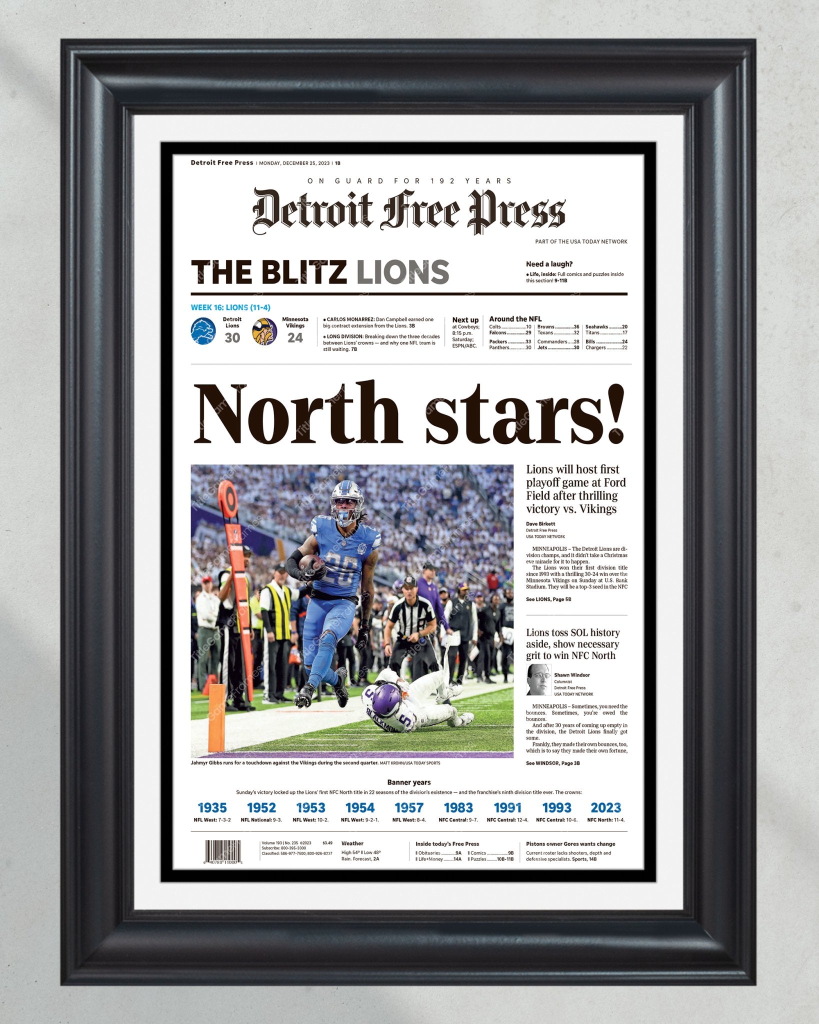 Eagles 2023 NFC outlet Championship Daily News Newspaper Black framed black