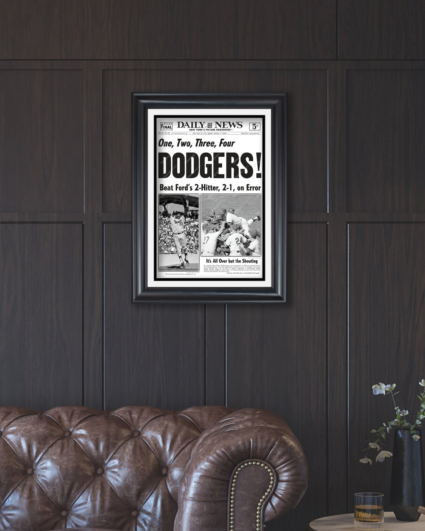 1963 LA Dodgers World Series Champs Framed Newspaper Print - Title Game Frames