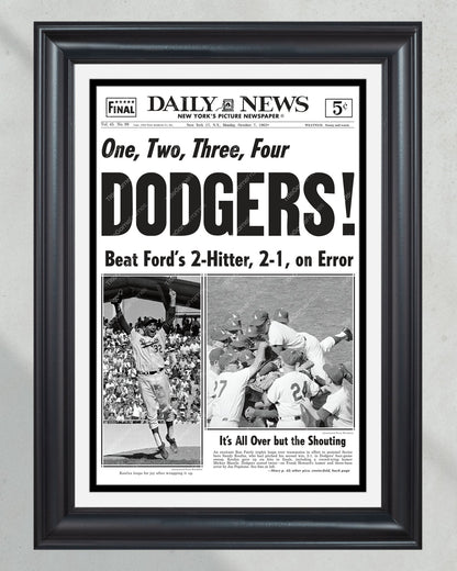 1963 LA Dodgers World Series Champs Framed Newspaper Print - Title Game Frames