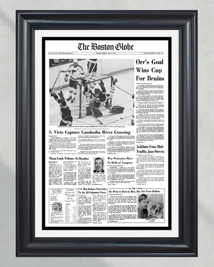 1970 Boston Bruins Stanley Cup Champion Framed Front Page Newspaper Print - Title Game Frames