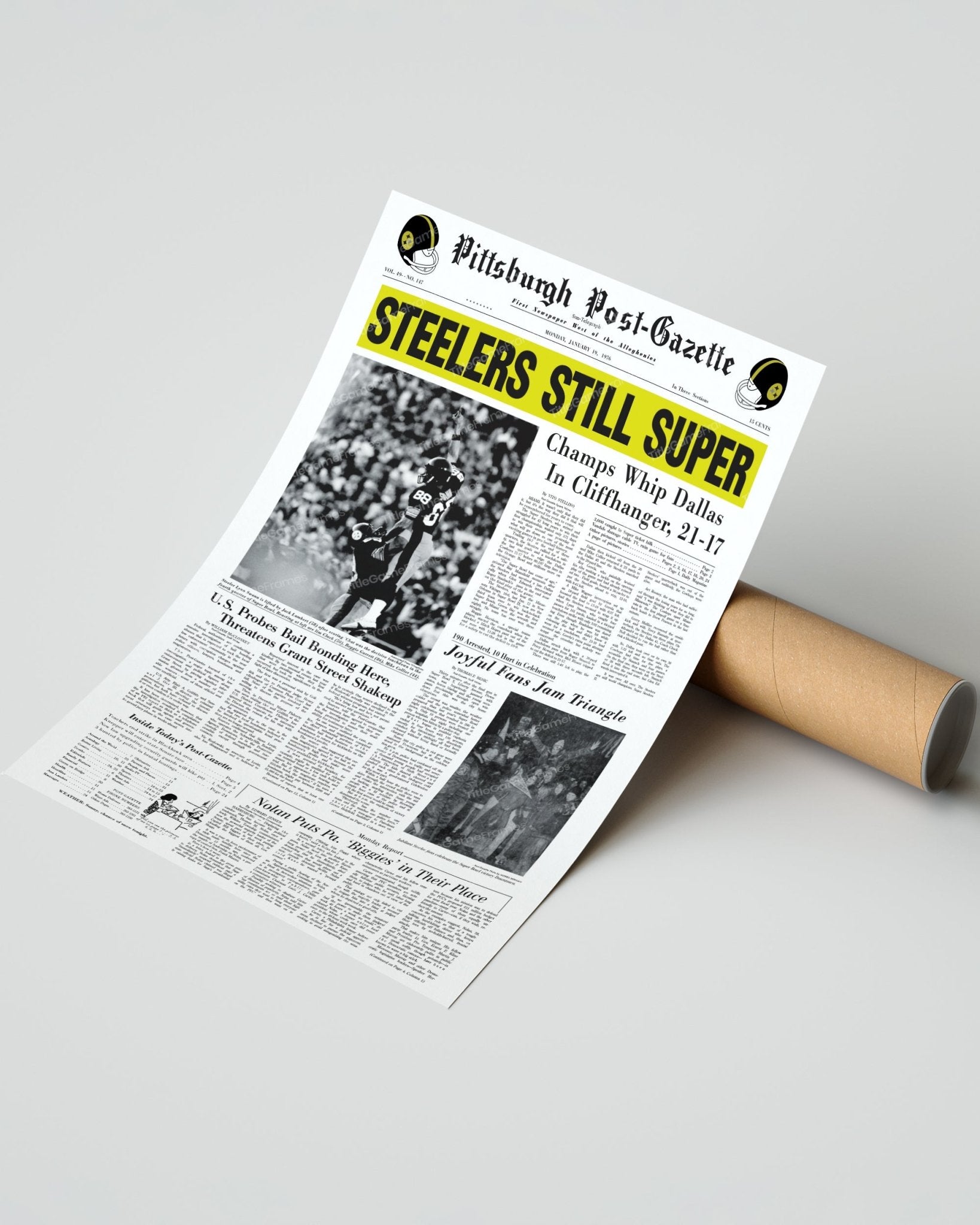 1976 Pittsburgh Steelers Super Bowl X Champions Framed Front Page Newspaper Print - Title Game Frames