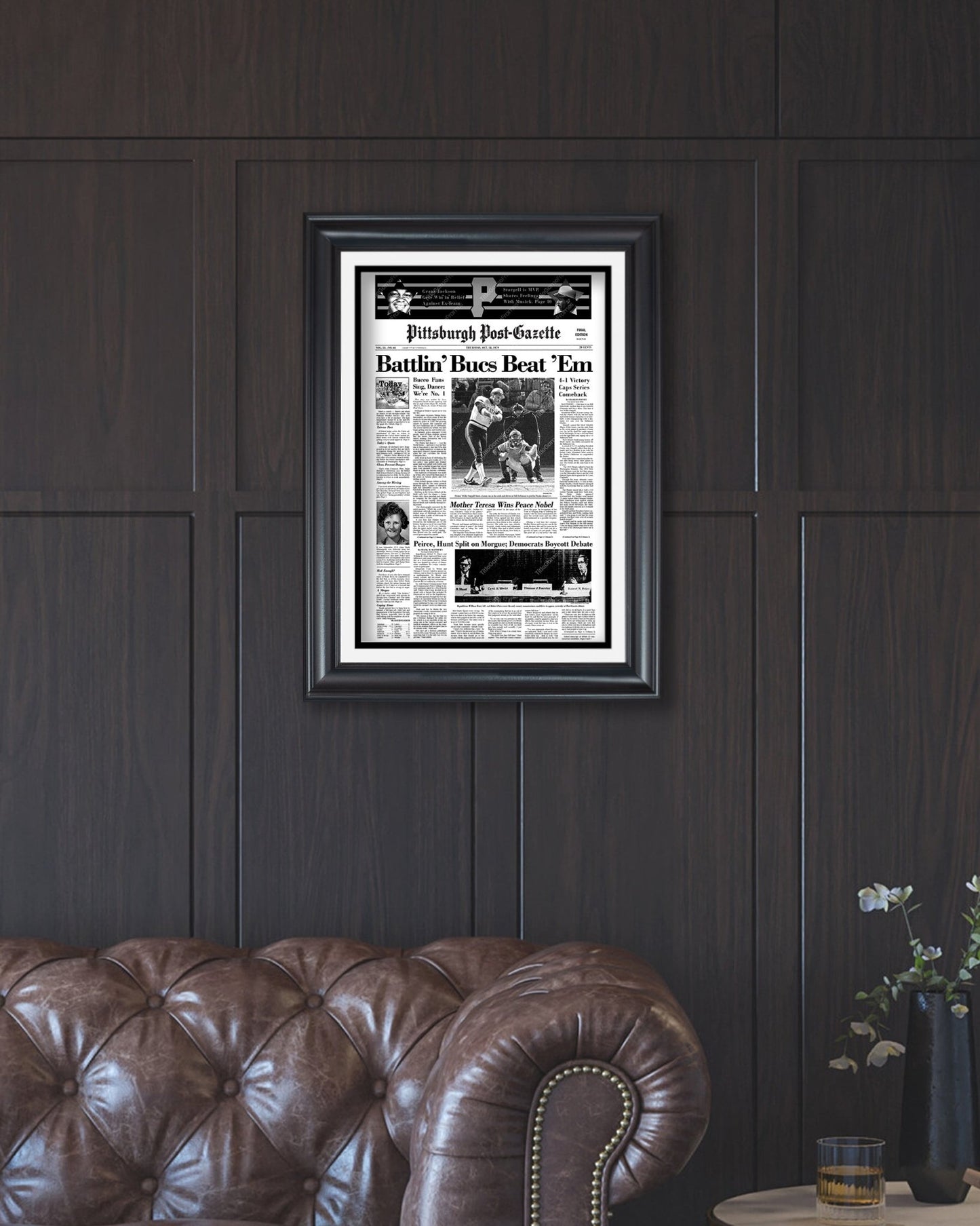 1979 Pittsburgh Pirates World Series Champions Framed Front Page Newspaper Print - Title Game Frames