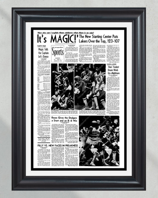 1980 Los Angeles Lakers NBA Champion Framed Front Page Newspaper Print - Title Game Frames