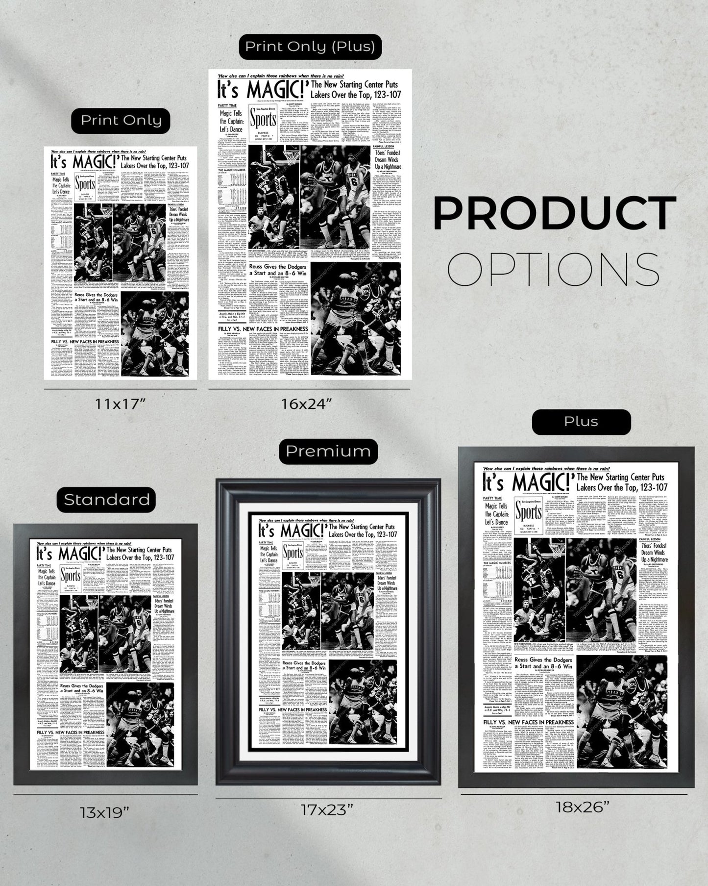 1980 Los Angeles Lakers NBA Champion Framed Front Page Newspaper Print - Title Game Frames