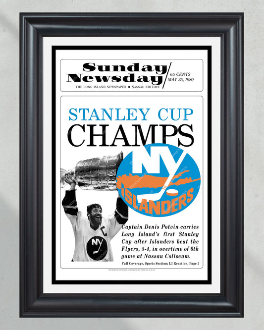 1980 New York Islanders Stanley Cup Victory - Commemorative Framed Newspaper - Title Game Frames