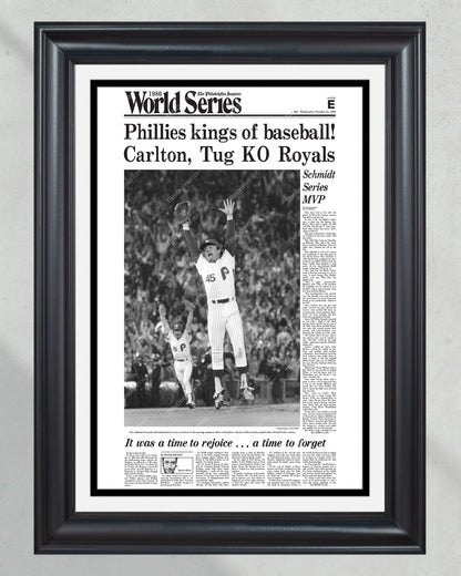 1980 Philadelphia Phillies World Series Champions Framed Front Page Newspaper Print - Title Game Frames