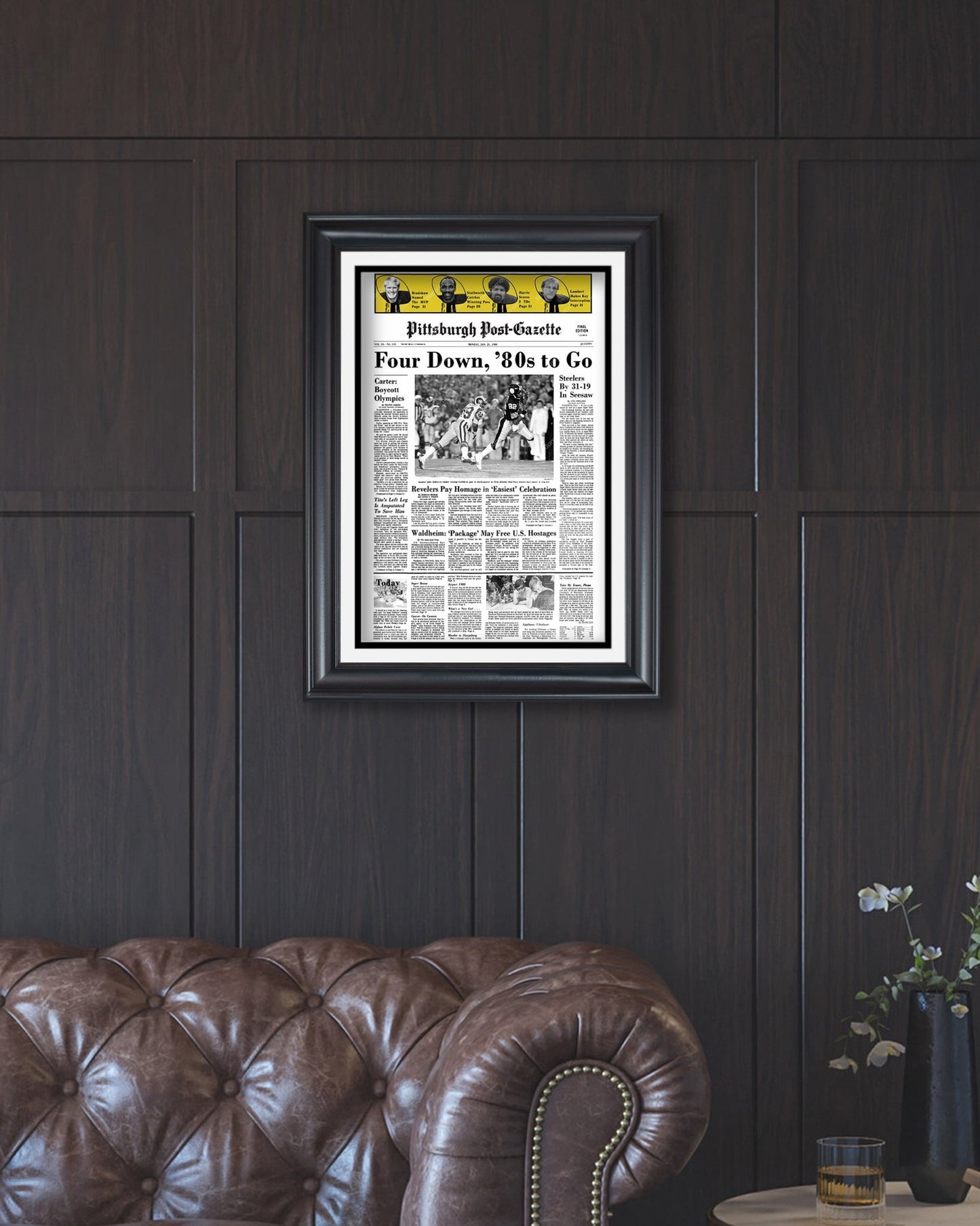 1980 Pittsburgh Steelers Super Bowl XIV Champions Framed Front Page Newspaper Print - Title Game Frames