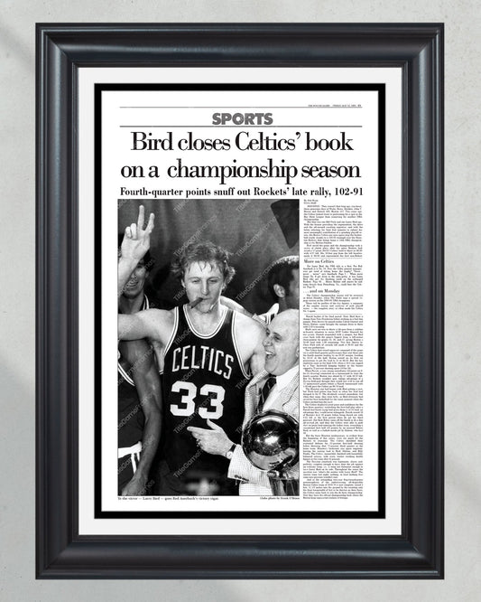 1981 Boston Celtics NBA Champion Framed Front Page Newspaper Print - Title Game Frames