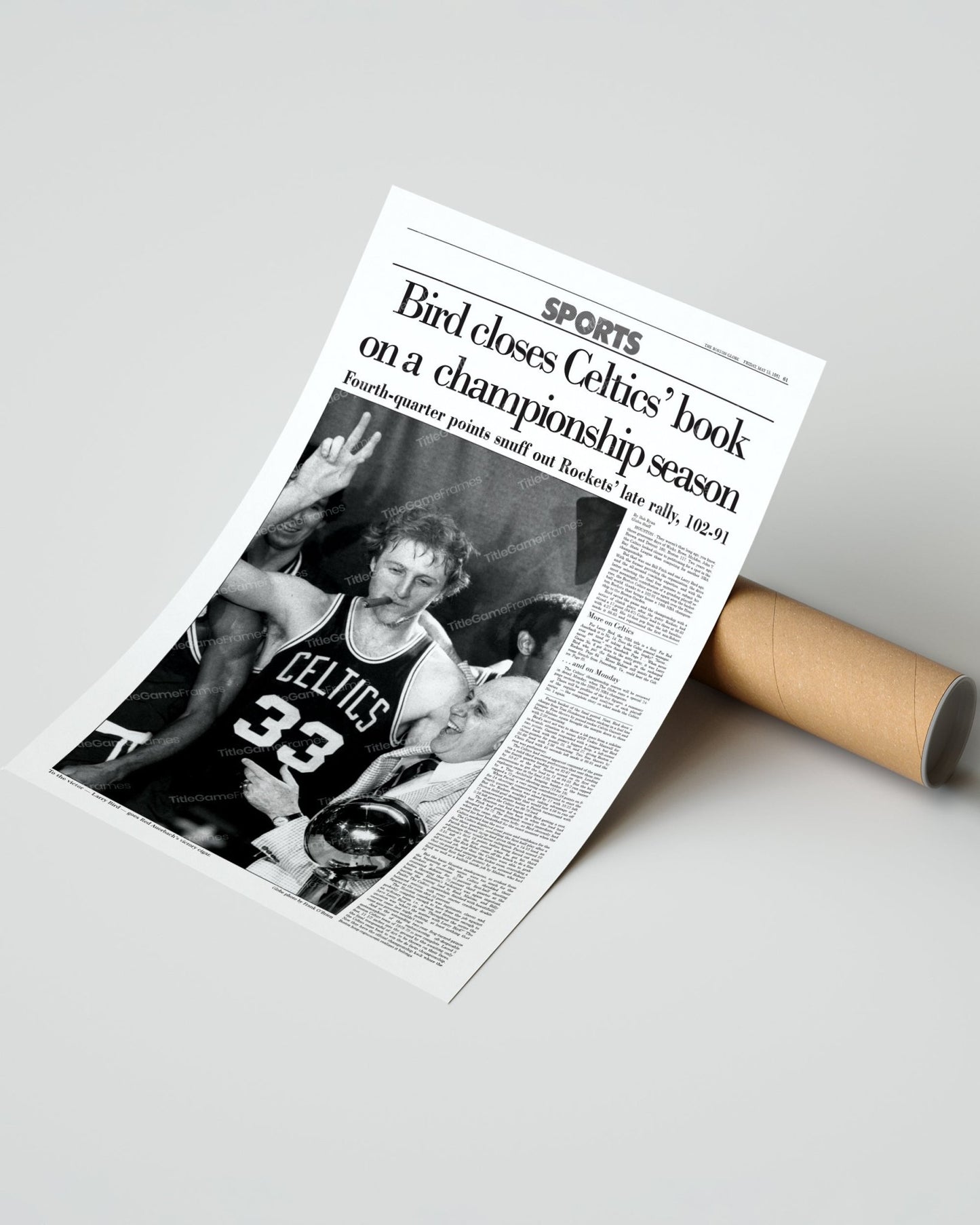 1981 Boston Celtics NBA Champion Framed Front Page Newspaper Print - Title Game Frames