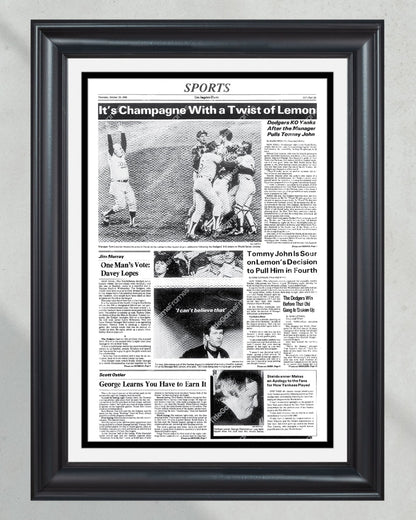 1981 Los Angeles Dodgers World Series Champions Framed Front Page Newspaper Print - Title Game Frames