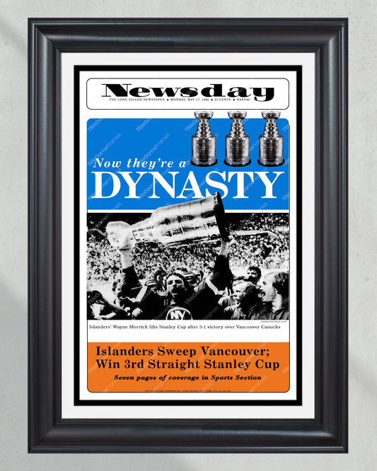 1982 New York Islanders Stanley Cup Dynasty - Collector's Edition Framed Newspaper - Title Game Frames