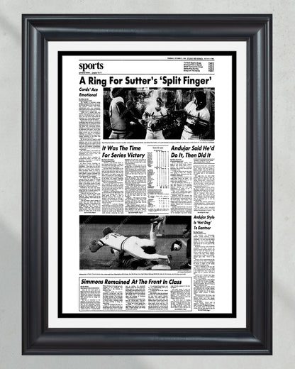 1982 St Louis Cardinals World Series Champions Framed Front Page Newspaper Print - Title Game Frames