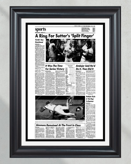 1982 St Louis Cardinals World Series Champions Framed Front Page Newspaper Print - Title Game Frames