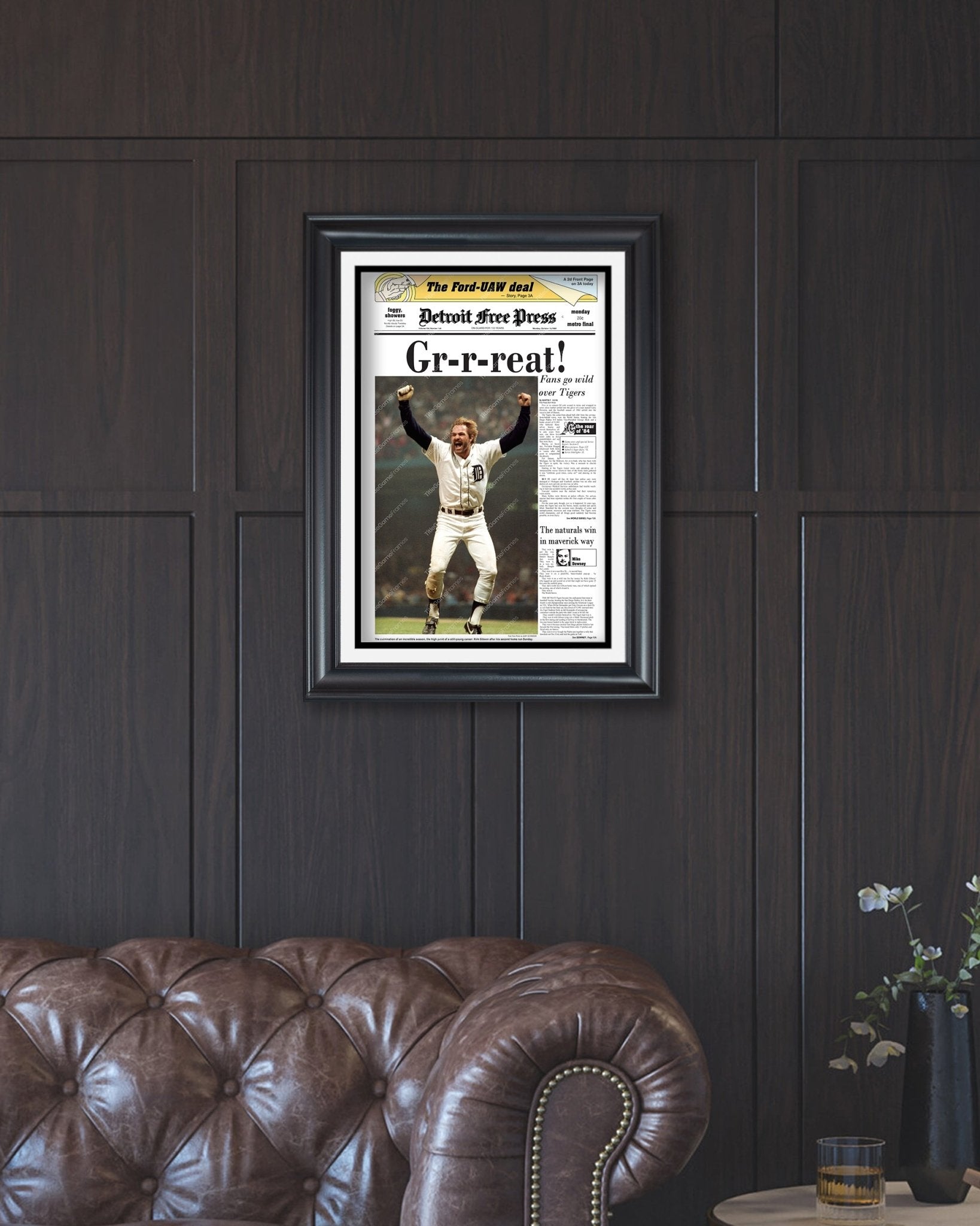 1984 Detroit Tigers World Series Framed Newspaper Front Page Print Kirk Gibson - Title Game Frames