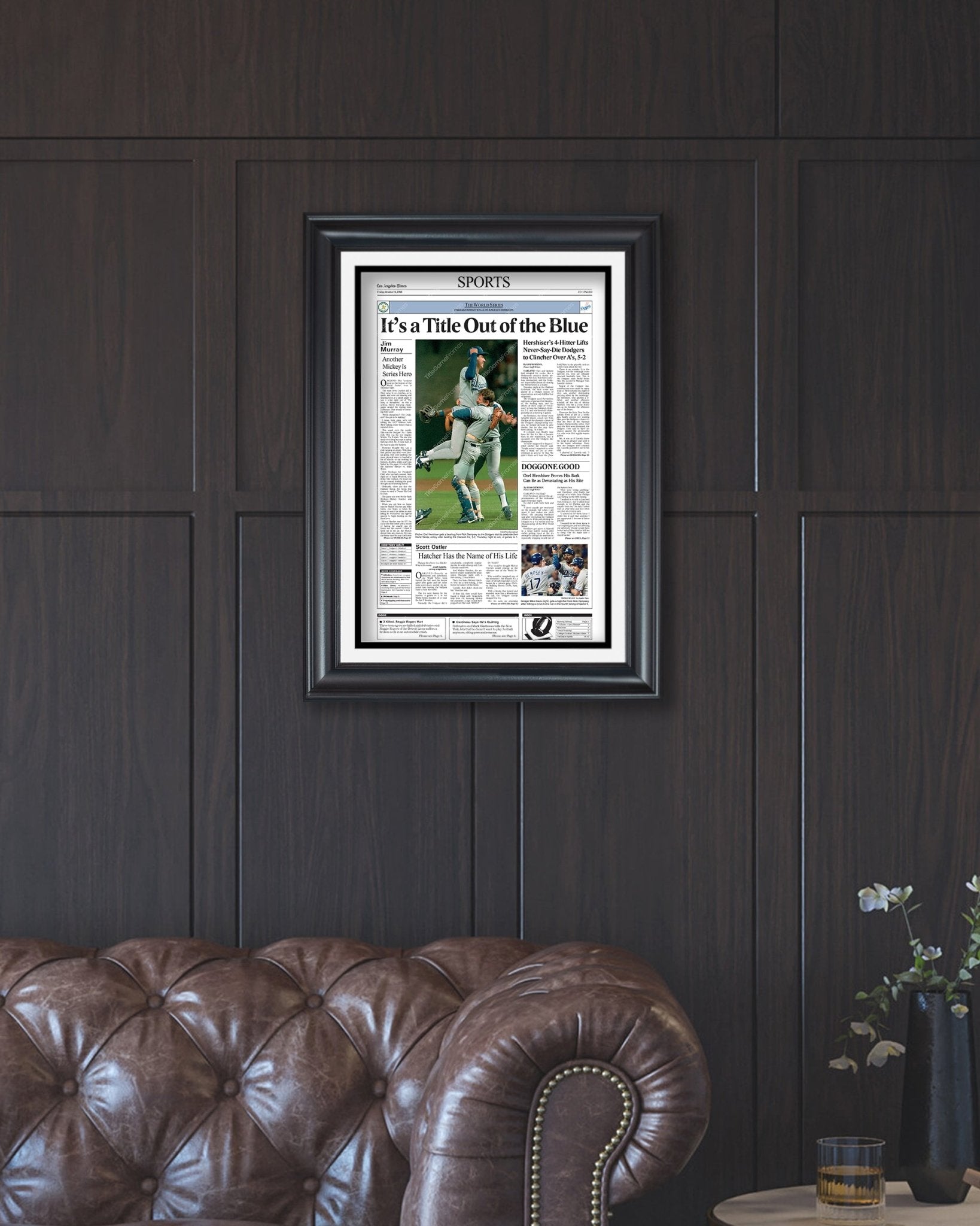 1988 Los Angeles Dodgers World Series Champions Framed Front Page Newspaper Print - Title Game Frames