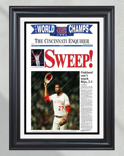 1990 Cincinnati Reds World Series Champions Framed Front Page Newspaper Print - Title Game Frames