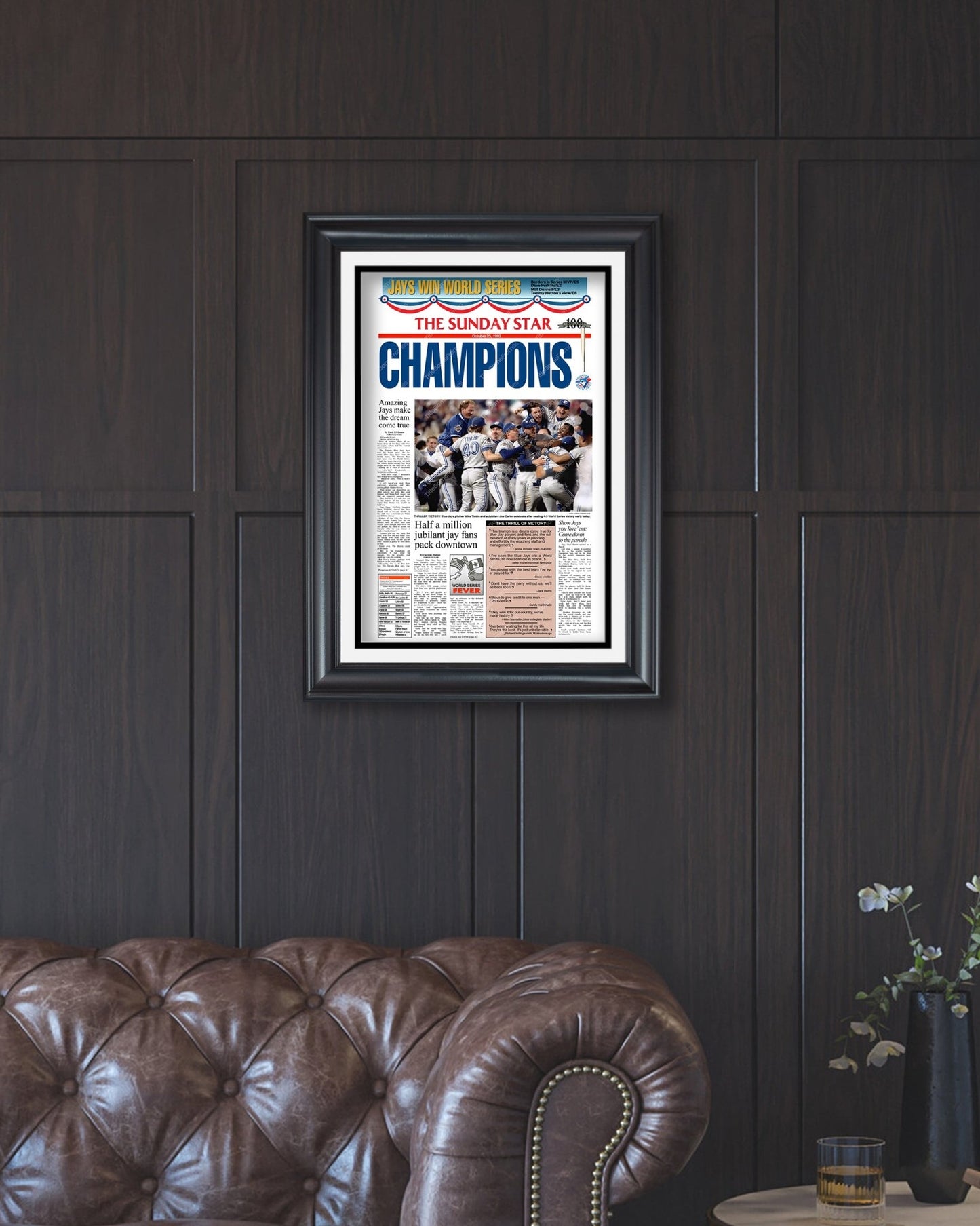 1992 Toronto Blue Jays World Series Champions Framed Front Page Newspaper Print - Title Game Frames