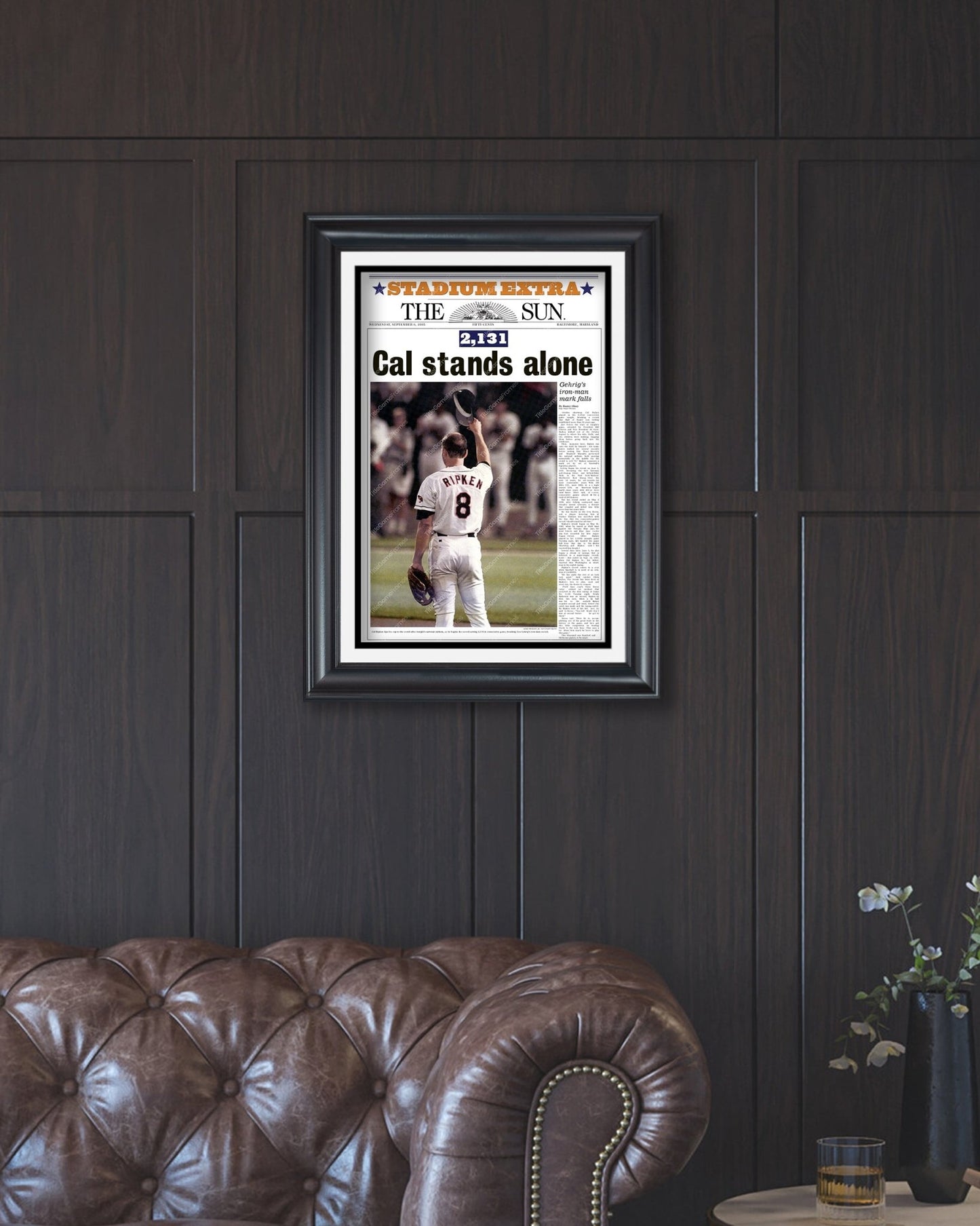 1995 Cal Ripken Iron Man Framed Front Page Newspaper Print Baltimore Orioles - Title Game Frames