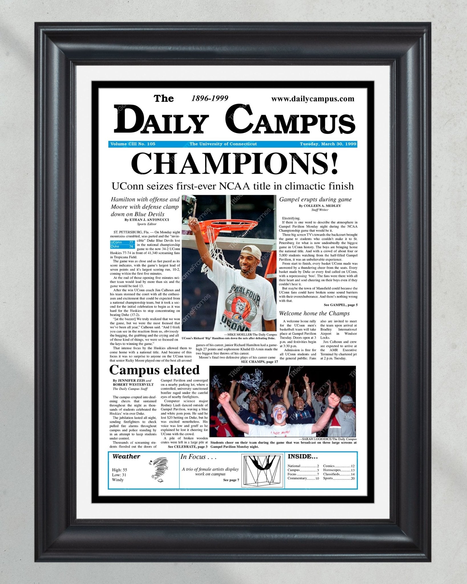 UConn Huskies NCAA Championship Framed Newspapers | Complete Collection ...