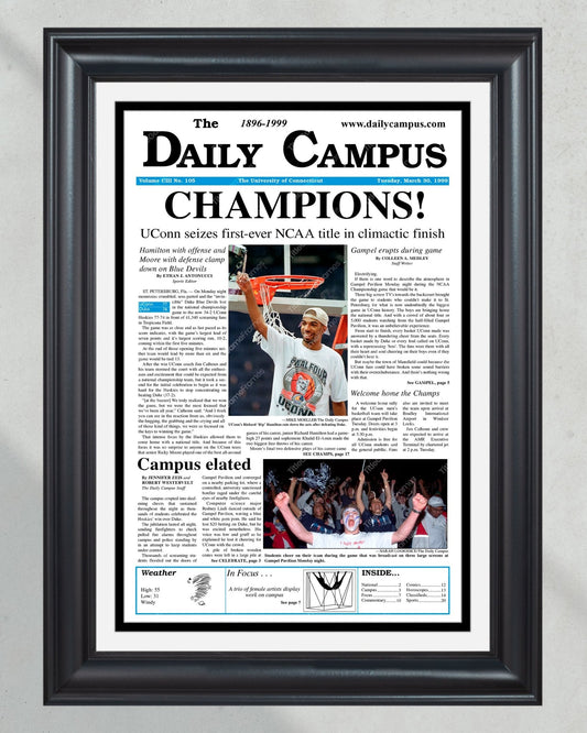 1999 UConn Huskies 'CHAMPIONS!': First-Ever NCAA Championship Commemorative Newspaper - Title Game Frames