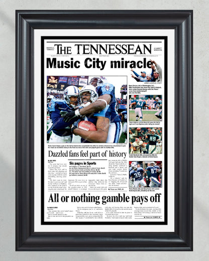 2000 Tennessee Titans 'Music City Miracle' Framed Newspaper - Title Game Frames