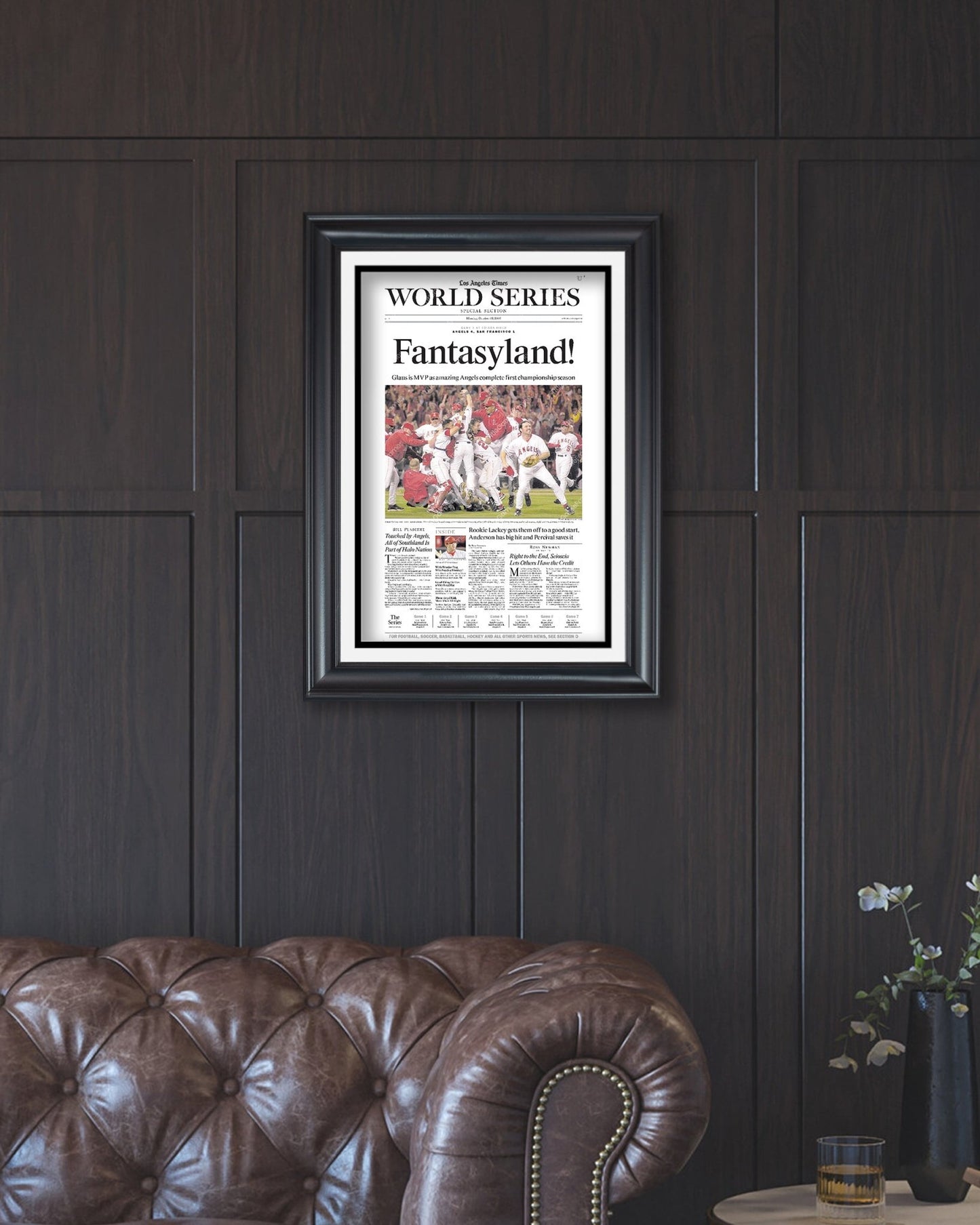 2002 Anaheim Angels World Series Champion Framed Newspaper Front Page Print - Title Game Frames