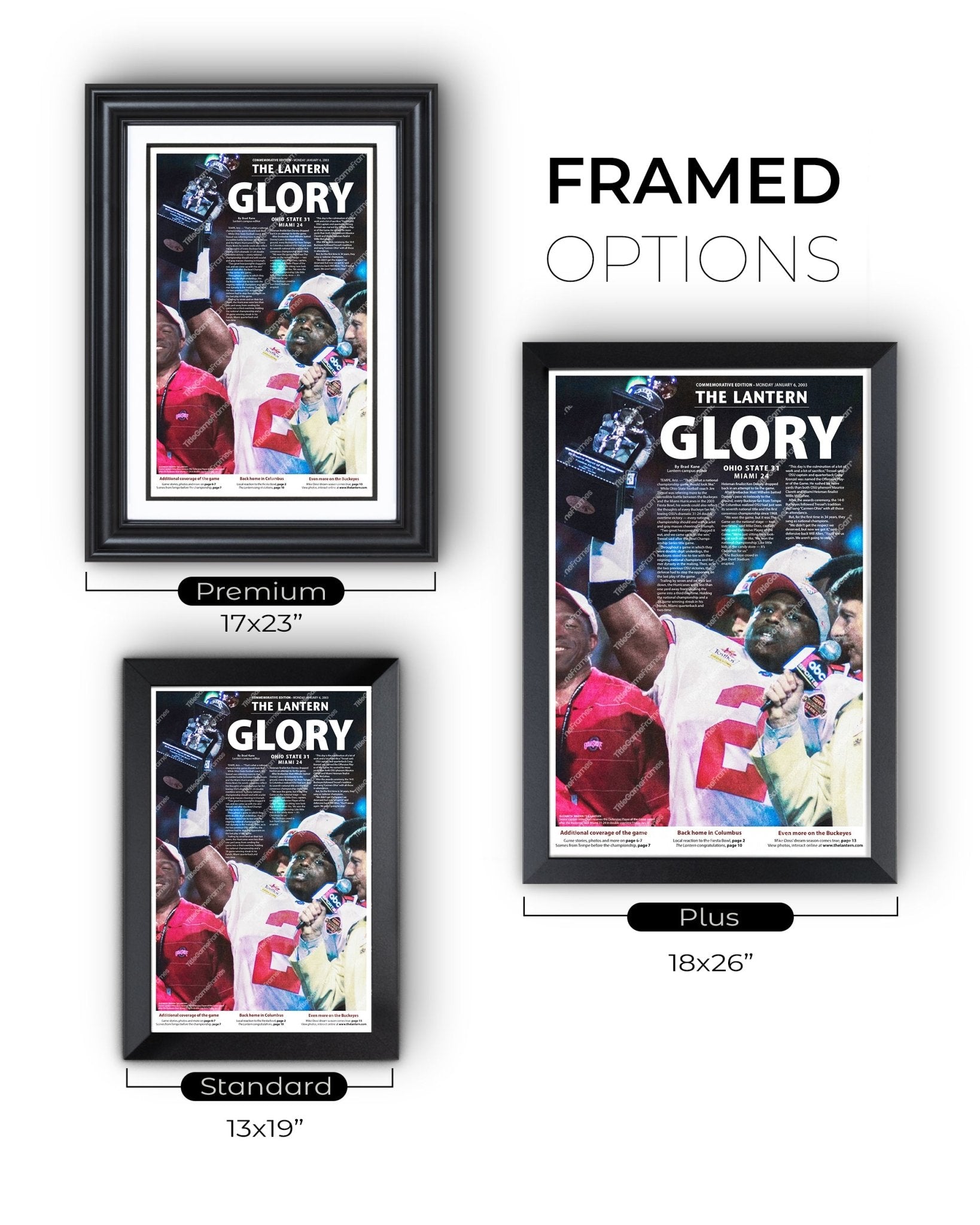 2002 Ohio State Buckeyes Fiesta Bowl Champions 'GLORY' The Lantern Newspaper - Title Game Frames