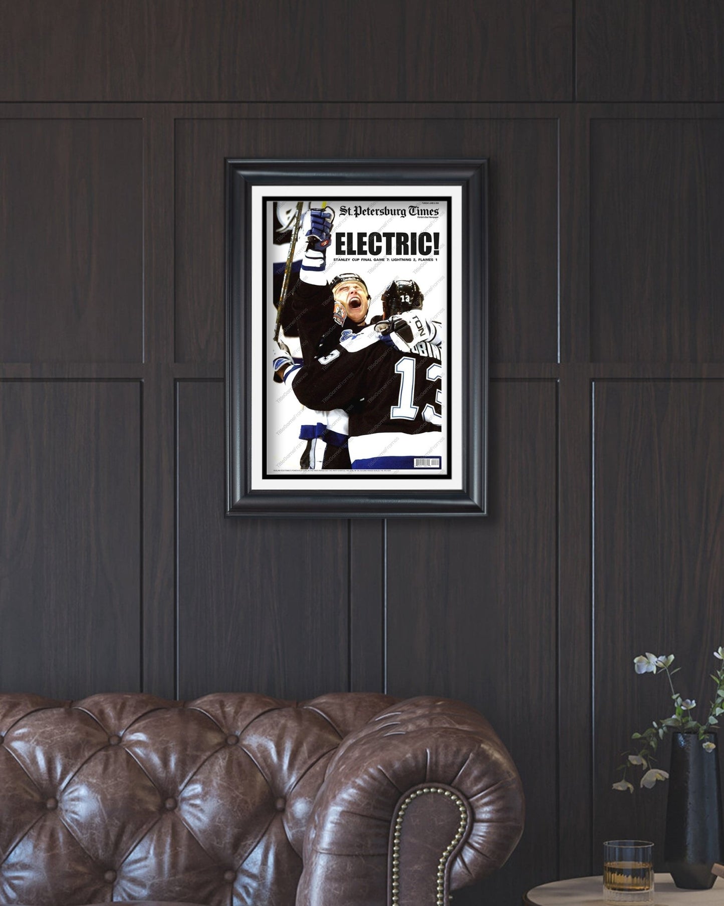 2004 Tampa Bay Lightning Electric Stanley Cup Champions Framed Newspaper Front Page Print - TitleGameFrames.com