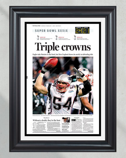 2005 New England Patriots Super Bowl XXXIX Championship Framed Newspaper Front Page Print - Title Game Frames