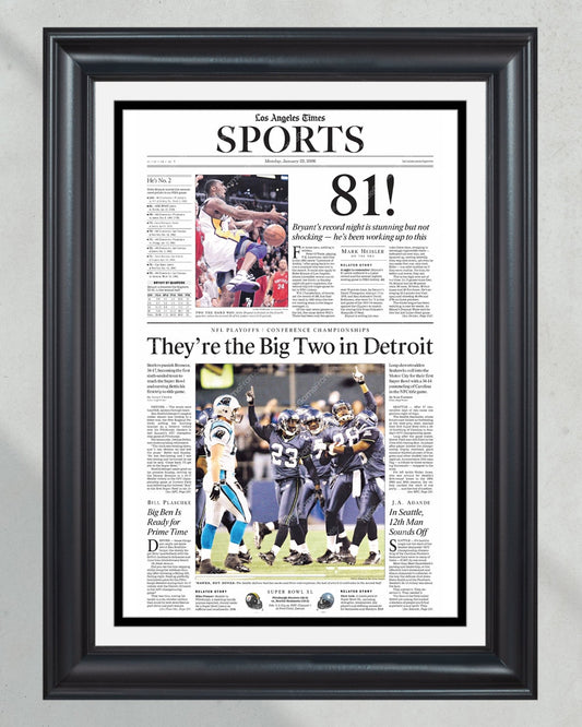 2006 Kobe Bryant 81 Point Game Framed Newspaper Front Page Print - Title Game Frames