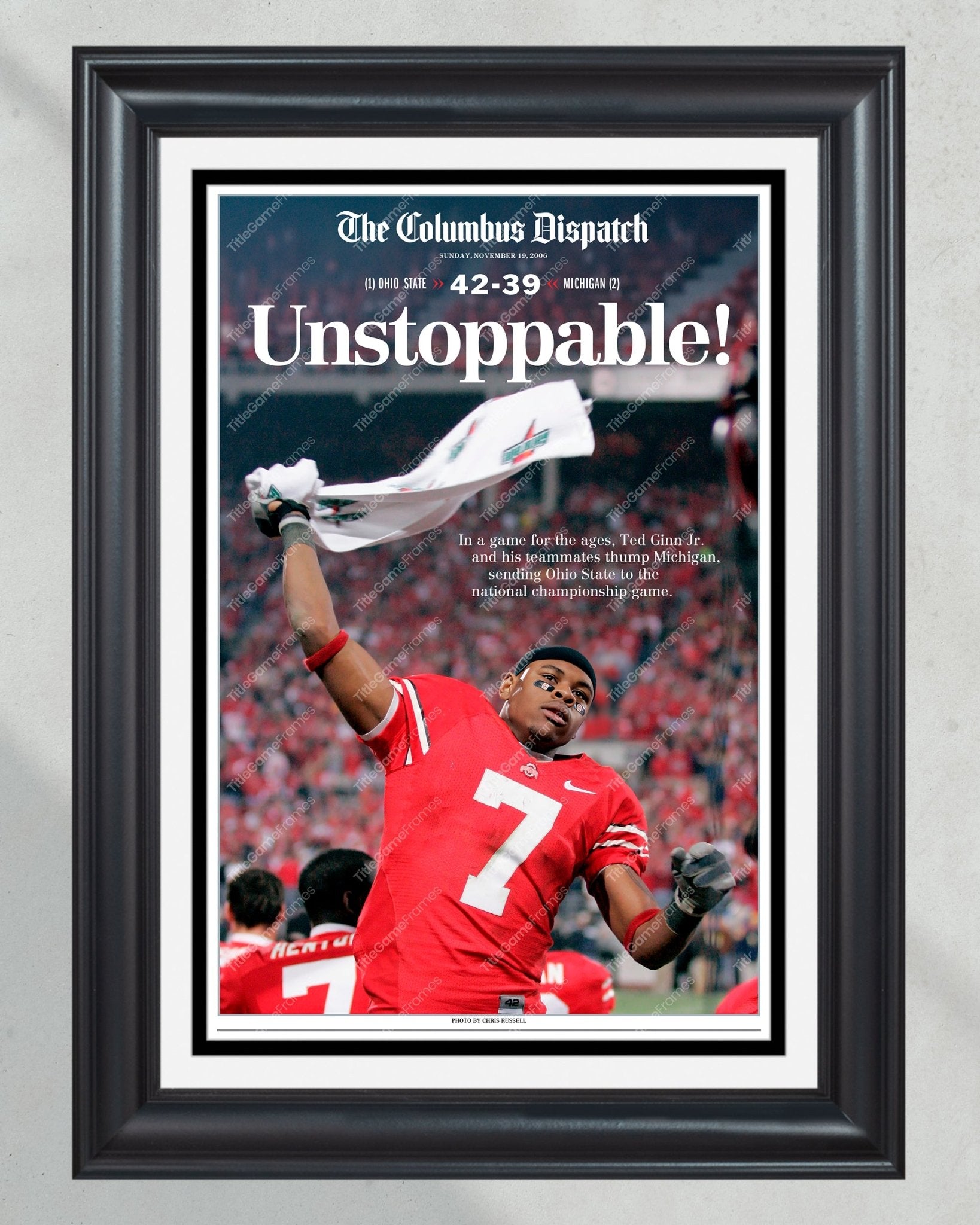 2006 Ohio State Defeats Michigan "Game of the Century" Framed Newspaper - Title Game Frames