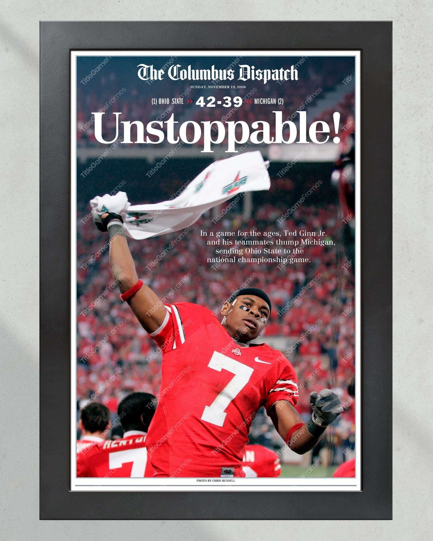 2006 Ohio State Defeats Michigan "Game of the Century" Framed Newspaper - Title Game Frames