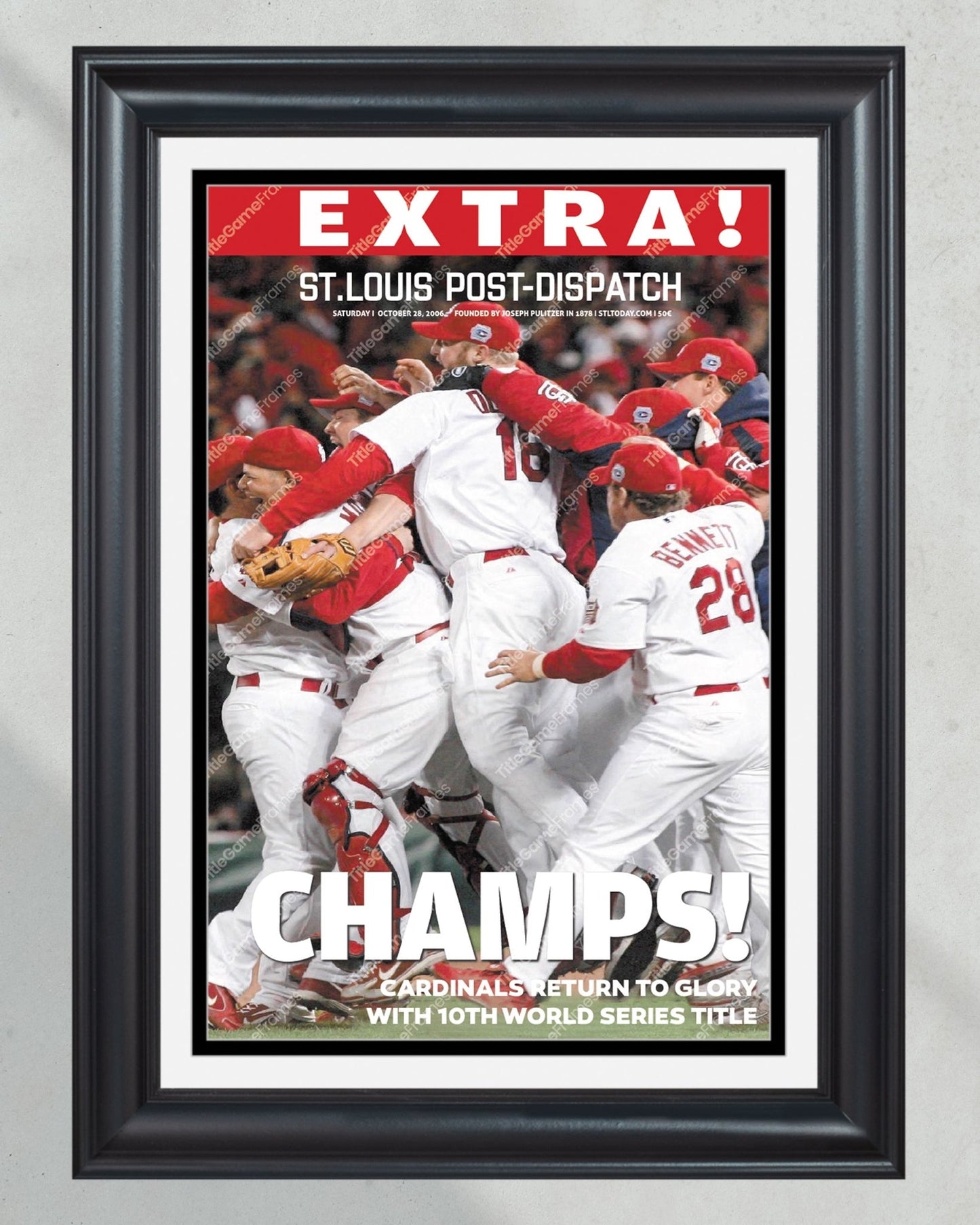 2006 St Louis Cardinals World Series Framed Newspaper Cover Print Busch Stadium - Title Game Frames