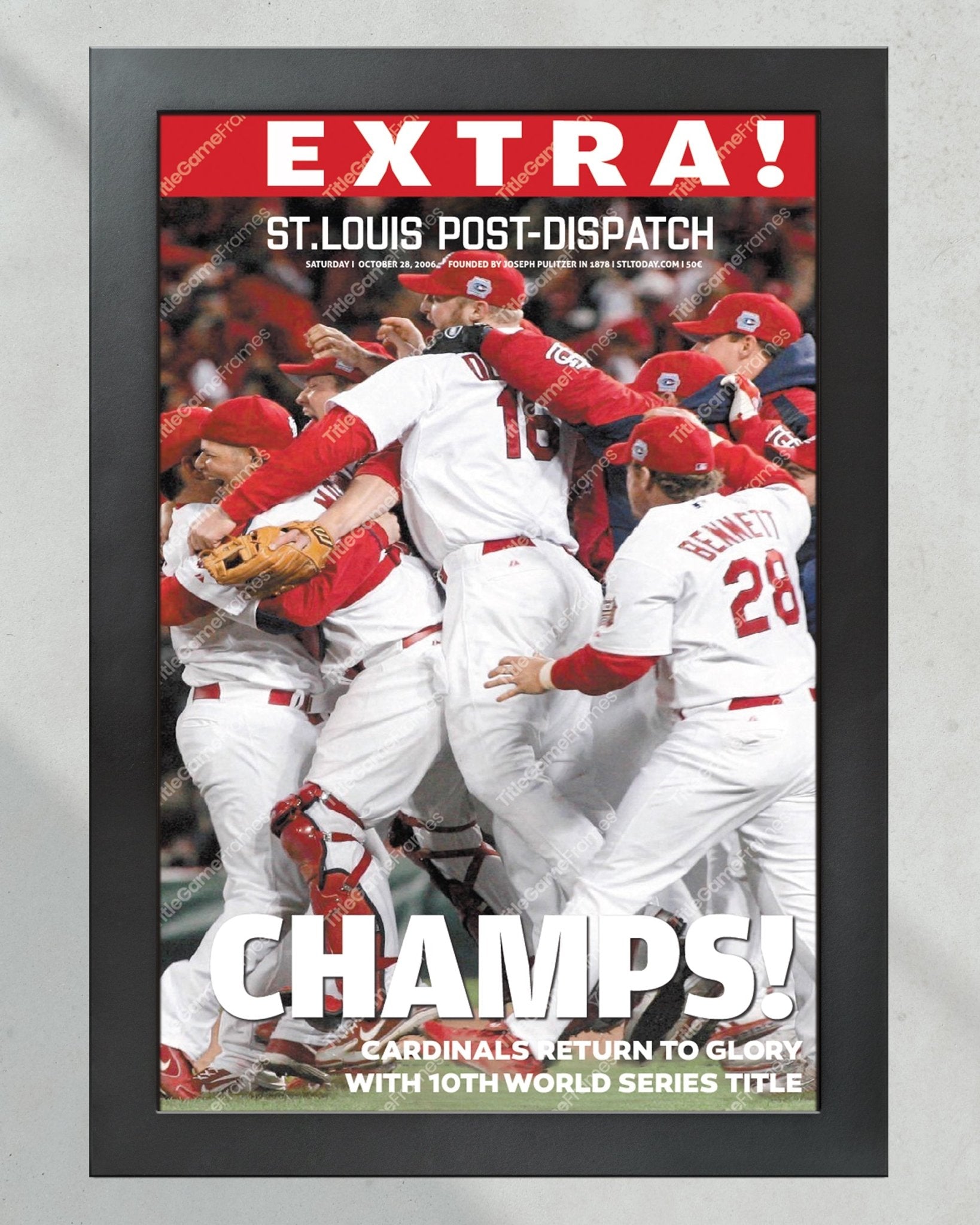 2006 St Louis Cardinals World Series Framed Newspaper Cover Print Busch Stadium - Title Game Frames