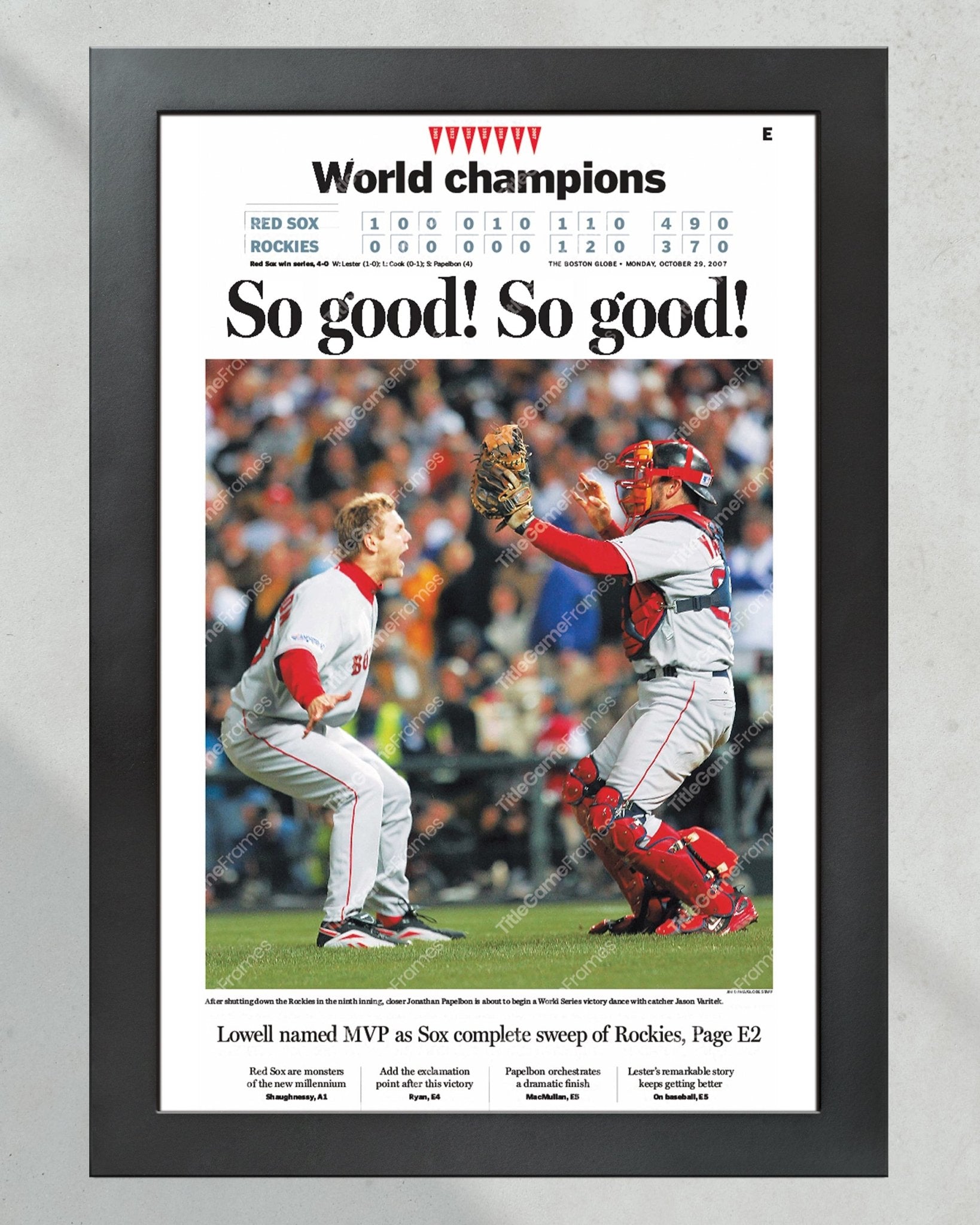 2007 Boston Red Sox World Series Champion Framed Newspaper Front Page Print - Title Game Frames