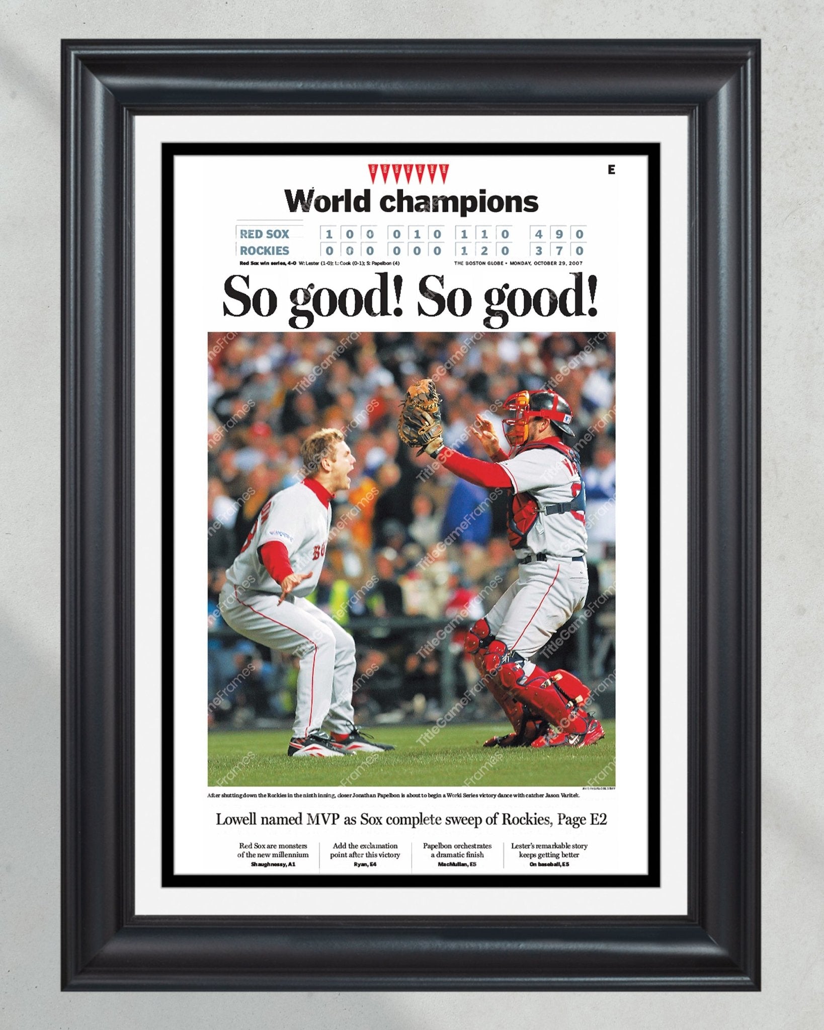 2007 Boston Red Sox World Series Champion Framed Newspaper Front Page Print - Title Game Frames