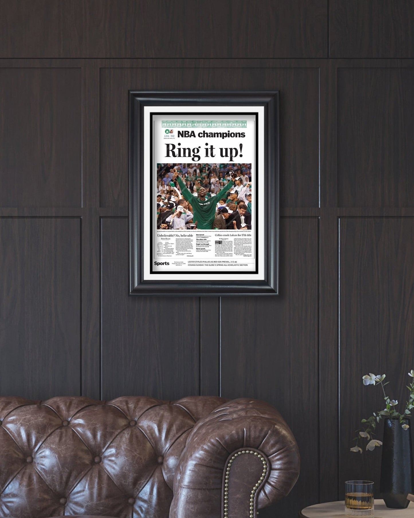2008 Boston Celtics NBA Champions 'Ring it up!' Framed Newspaper Front Page Print - Title Game Frames