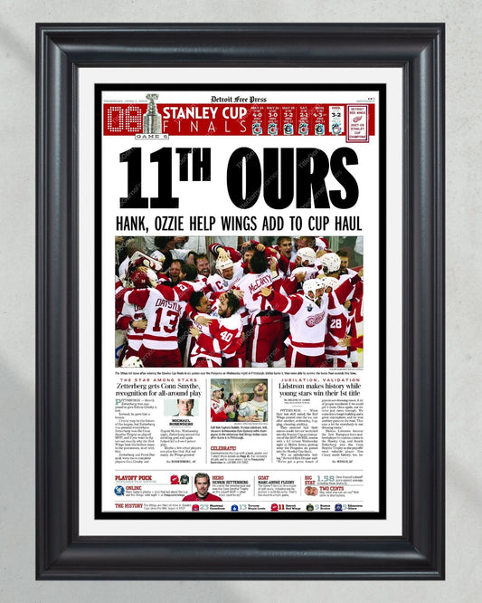 2008 Detroit Red Wings “11th Ours” Stanley Cup Champions Framed Newspaper Front Page Print - Title Game Frames