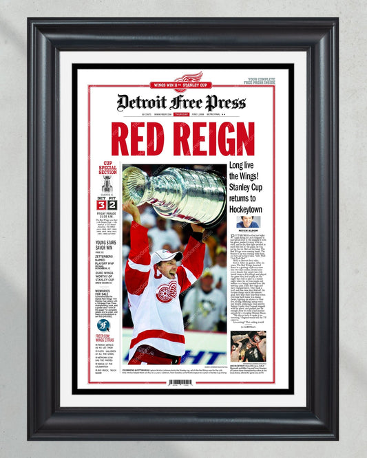 2008 Detroit Red Wings “Red Reign” Stanley Cup Champions Framed Newspaper Front Page Print - Title Game Frames