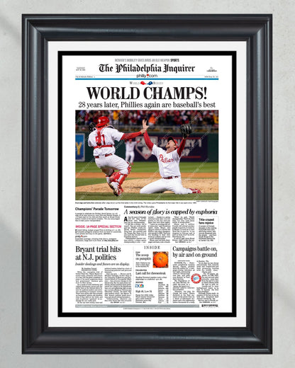 2008 Philadelphia Phillies World Series Champs Newspaper Front Page Framed HD Premium Print - Title Game Frames