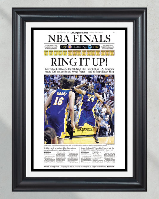 2009 LA Lakers NBA Champions Framed Newspaper Front Page Print Kobe Bryant Staples Center - Title Game Frames