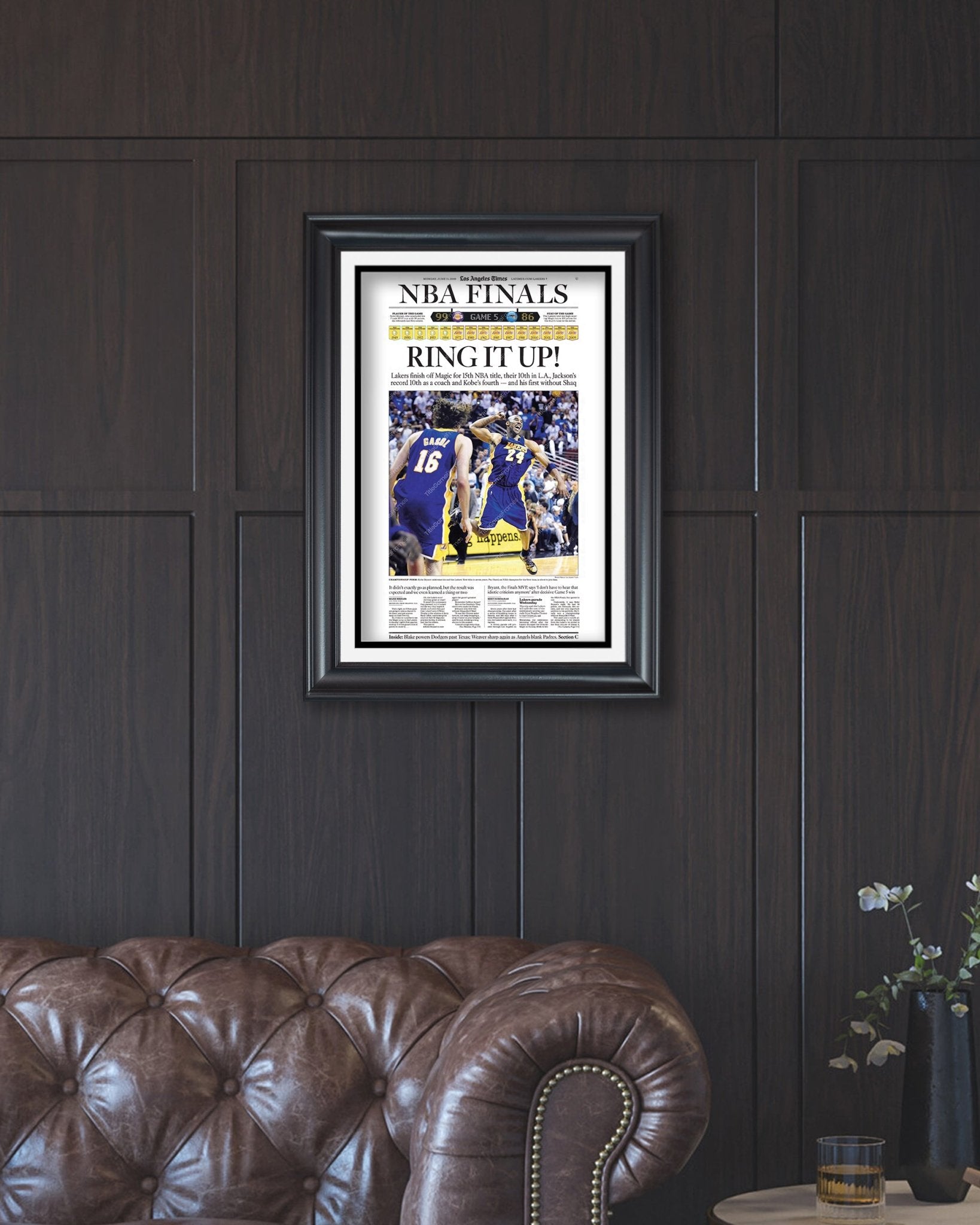 2009 LA Lakers NBA Champions Framed Newspaper Front Page Print Kobe Bryant Staples Center - Title Game Frames