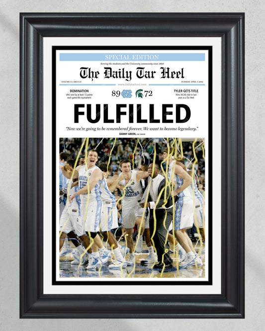 2009 North Carolina Tar Heels NCAA College Basketball Champions Framed Front Page Newspaper Print - Title Game Frames